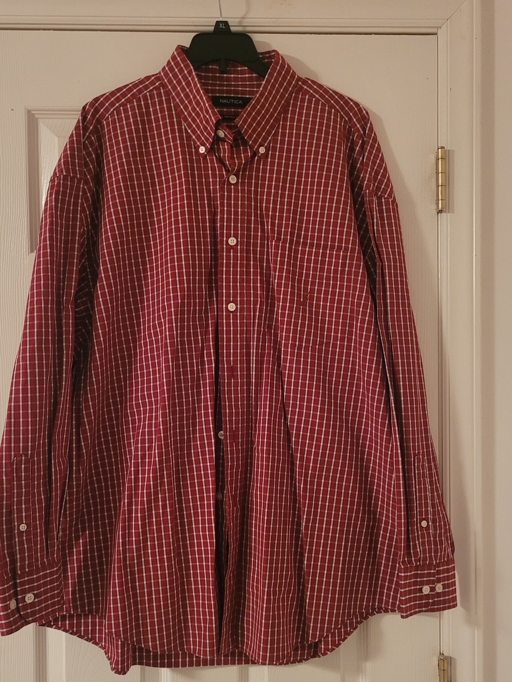 Nautica Men’s Red Windowpane Button-Down Shirt
